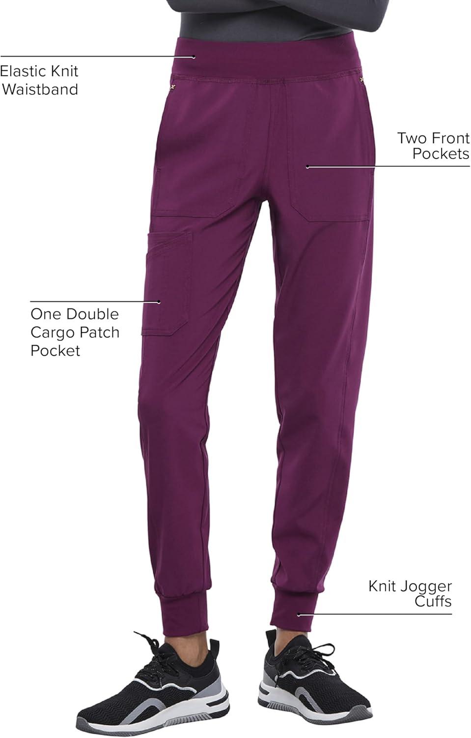 imageIflex Jogger Scrubs for Women YogaInspired Knit Waistband Scrub Pants CK011Wine