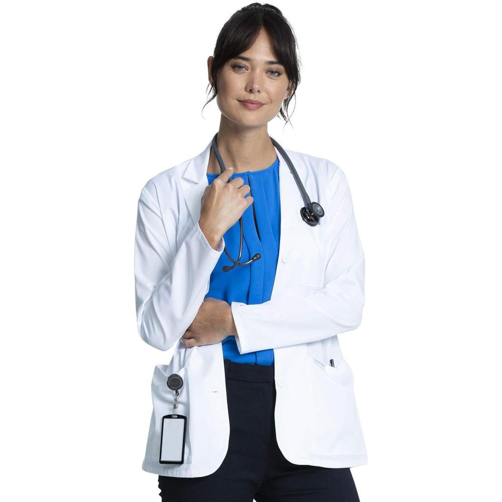 imageCherokee Lab Coat Women 28 amp 30 Medical Scrub Consultation White Lab Coat Long Sleeve with 3 Pockets Easy Care CK451White