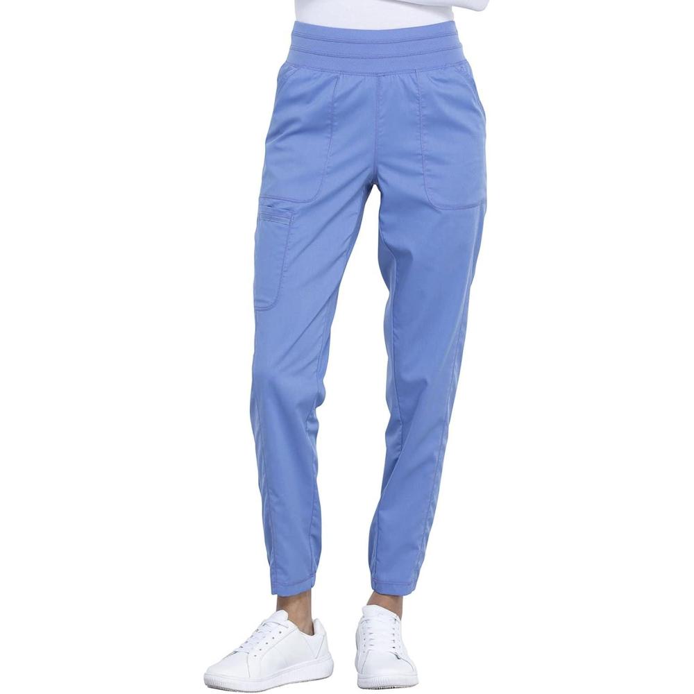 imageCherokee Scrub Pants for Women Jogger Natural Rise Medical Uniform 5 Pocket Elastic Waist Ultra Soft 2Way Stretch WW011Ciel Blue