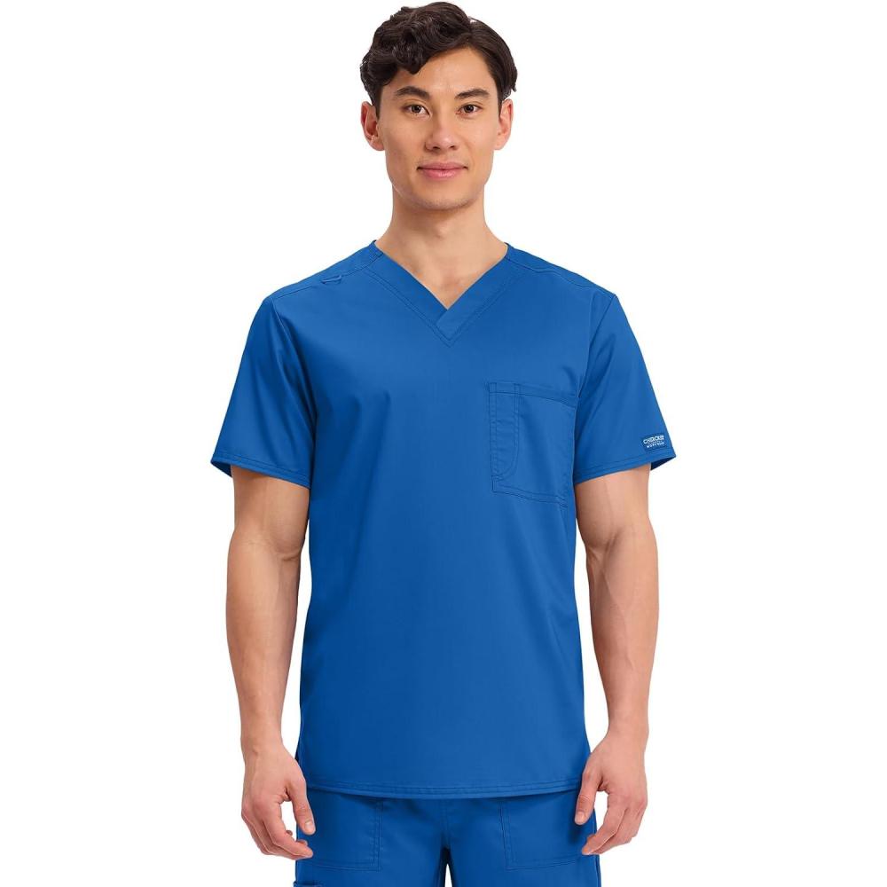imageCherokee Scrub Top for Women amp Men VNeck Tuckable Medical Shirt with 1 Chest Pocket amp ID Loop WW625Royal