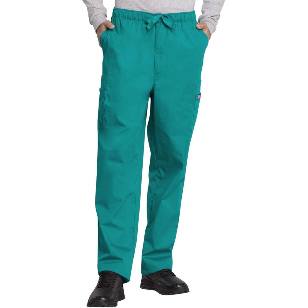 imageCherokee Scrub for Men Fly Front Cargo Pant with 7 Pocket Durable Fade Resistant Fabric 4000Teal Blue
