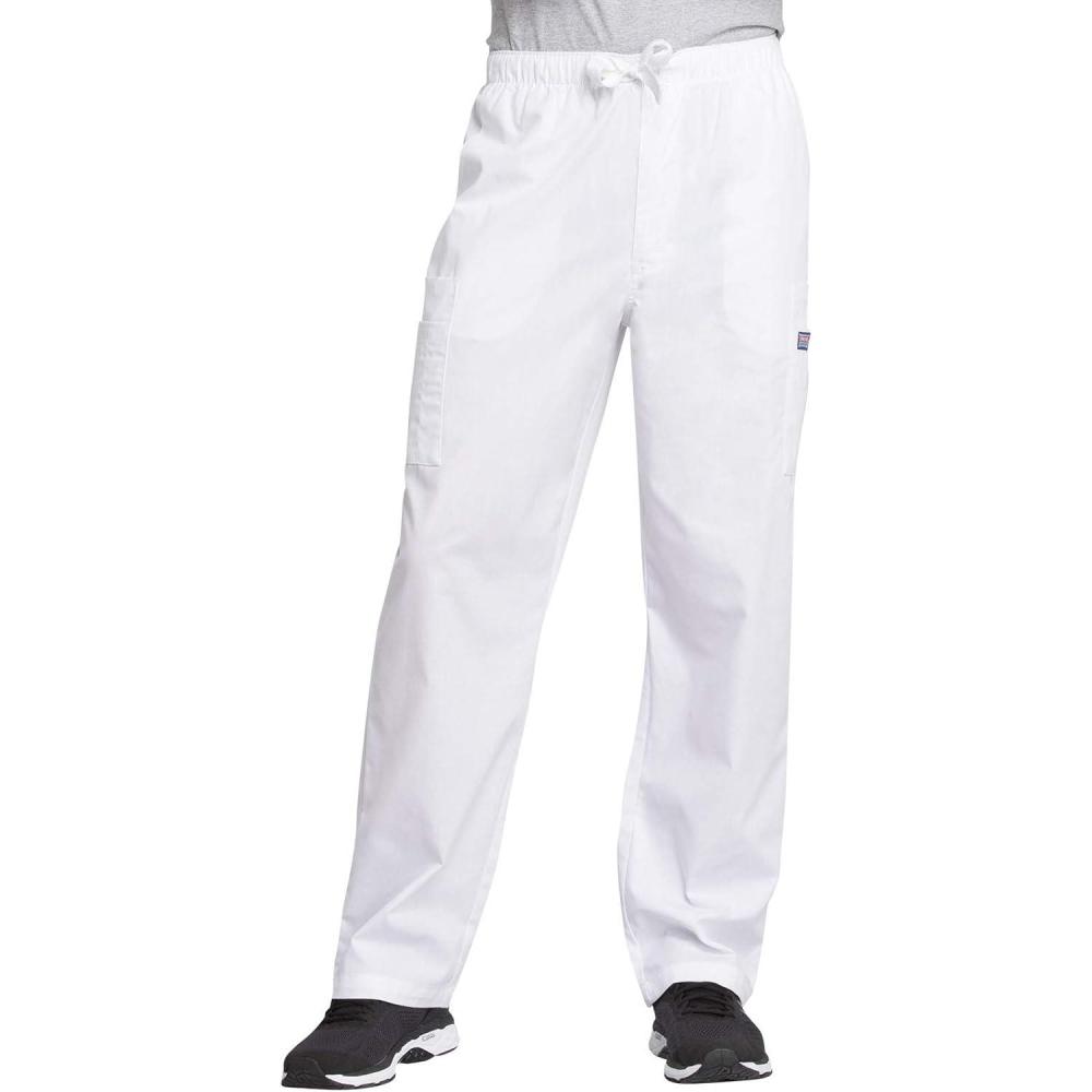 imageCherokee Scrub for Men Fly Front Cargo Pant with 7 Pocket Durable Fade Resistant Fabric 4000White