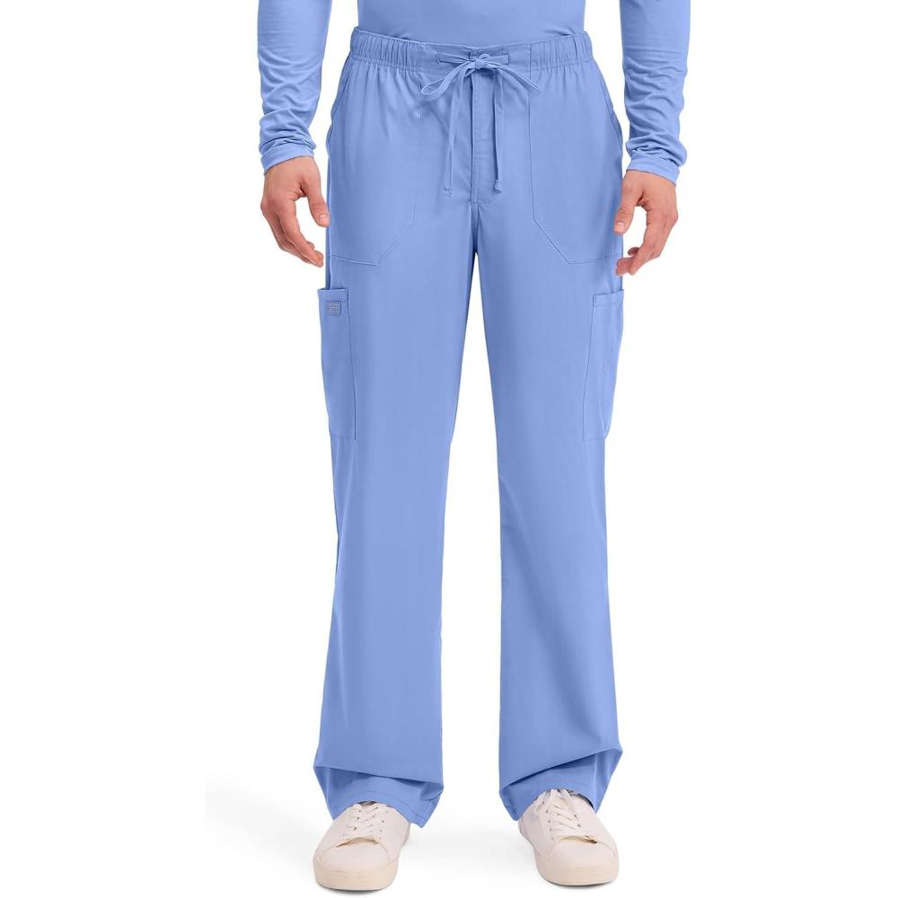 imageCherokee Scrubs for Men Tapered Leg Cargo Scrub Pants with Zip Fly 5 Pockets Elastic Waist 2Way Stretch amp Easy Care WW190Ciel Blue