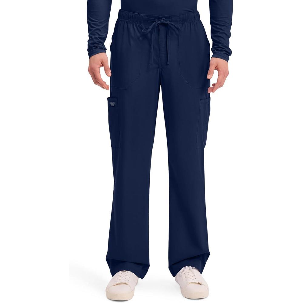 imageCherokee Scrubs for Men Tapered Leg Cargo Scrub Pants with Zip Fly 5 Pockets Elastic Waist 2Way Stretch amp Easy Care  WW190Navy