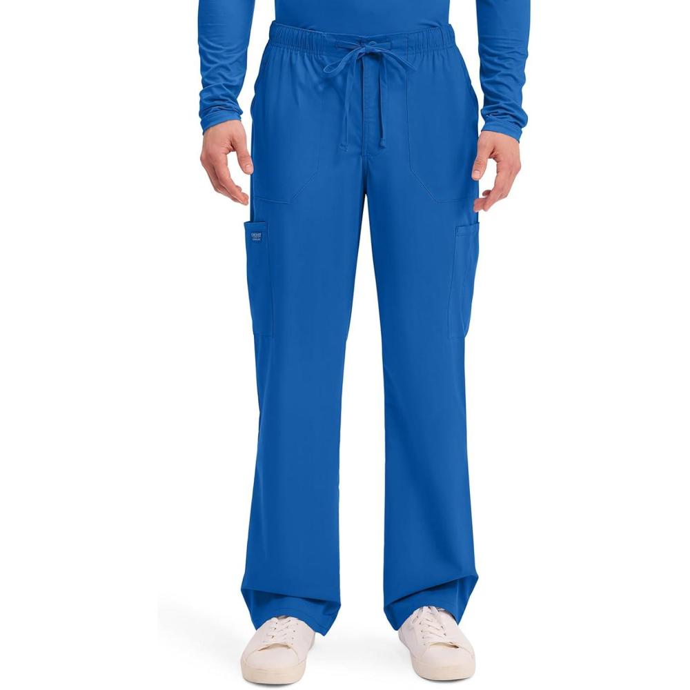 imageCherokee Scrubs for Men Tapered Leg Cargo Scrub Pants with Zip Fly 5 Pockets Elastic Waist 2Way Stretch amp Easy Care  WW190Royal
