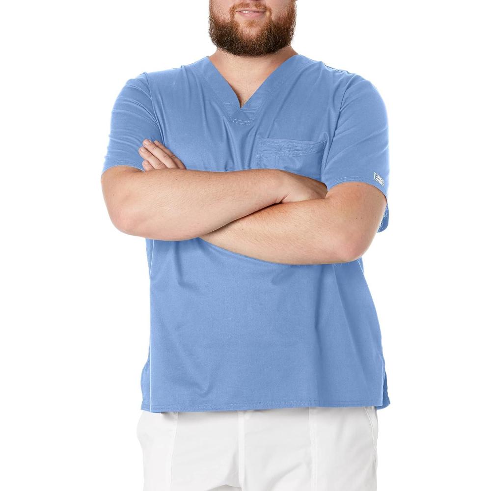 imageCherokee Scrubs for Men Tuckable VNeck Nursing Scrub Top with Chest Pocket Side Vents amp 2Way Stretch Fabric 4743Ceil