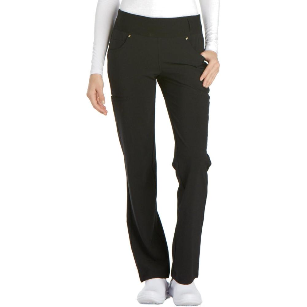 imageCherokee Scrubs for Women Mid Rise Straight Leg Scrub Pants For Women Pullon Bottoms with 6 Pockets amp 360 Stretch CK002Black