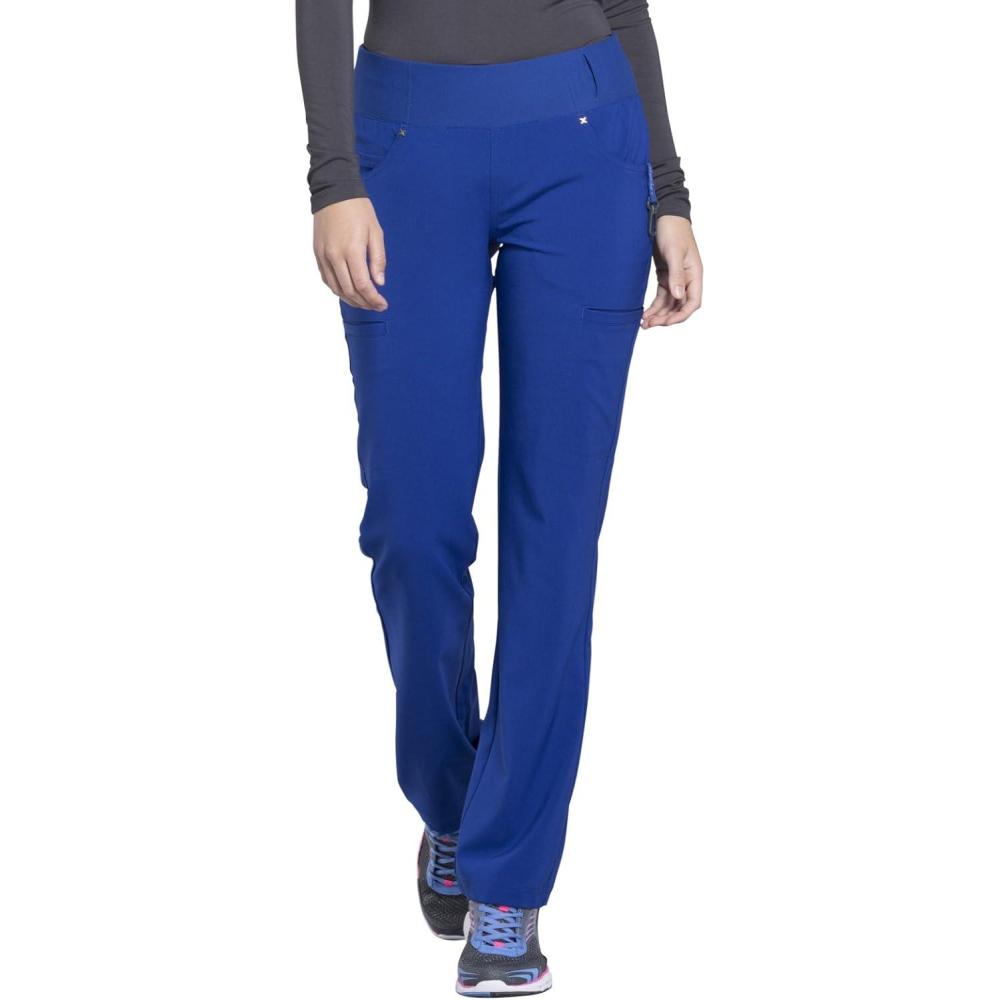 imageCherokee Scrubs for Women Mid Rise Straight Leg Scrub Pants For Women Pullon Bottoms with 6 Pockets amp 360 Stretch CK002Galaxy Blue