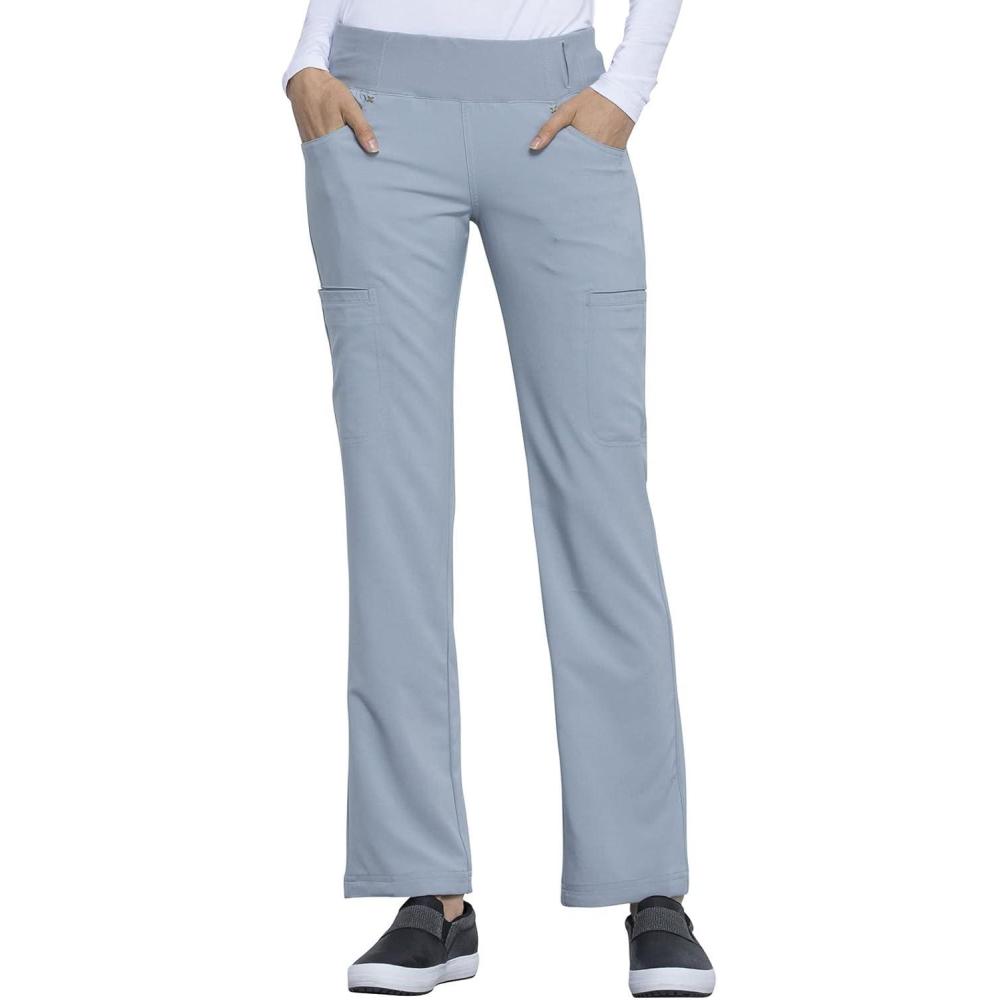 imageCherokee Scrubs for Women Mid Rise Straight Leg Scrub Pants For Women Pullon Bottoms with 6 Pockets amp 360 Stretch CK002Grey