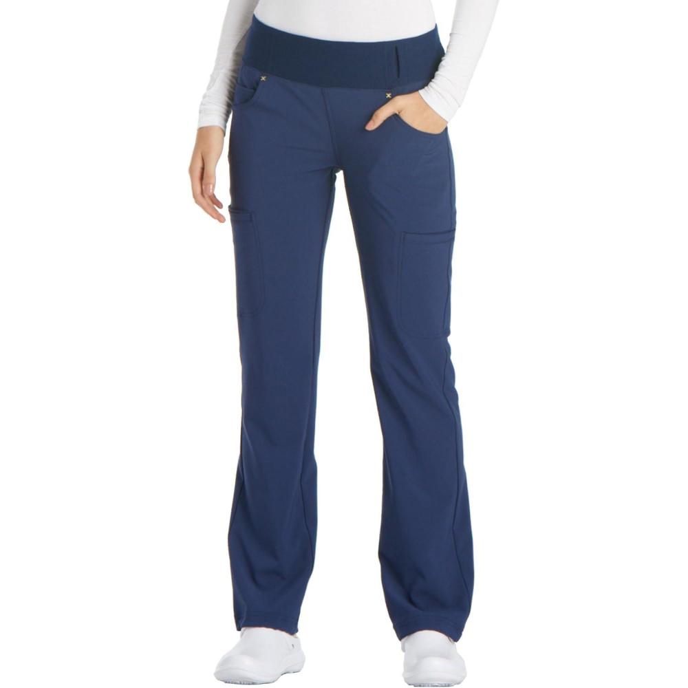 imageCherokee Scrubs for Women Mid Rise Straight Leg Scrub Pants For Women Pullon Bottoms with 6 Pockets amp 360 Stretch CK002Navy