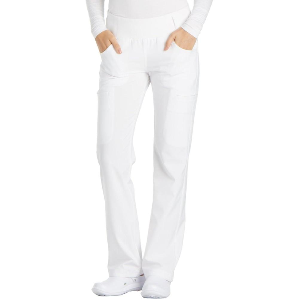 imageCherokee Scrubs for Women Mid Rise Straight Leg Scrub Pants For Women Pullon Bottoms with 6 Pockets amp 360 Stretch CK002White