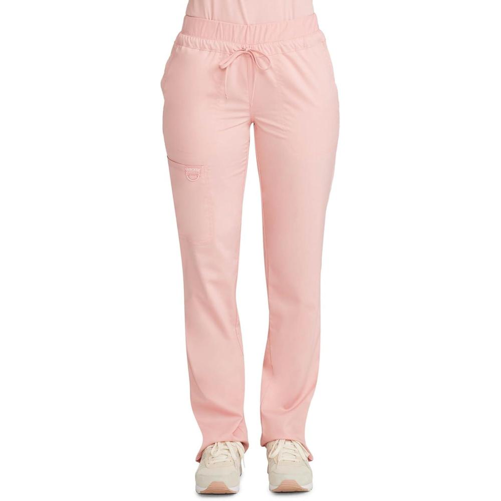 imageCherokee Scrubs for Women Mid Rise Tapered Leg Drawstring Pant with 5 Pockets Cargo Bottom with 2 Way Stretch Fabric WW105Pink Essence