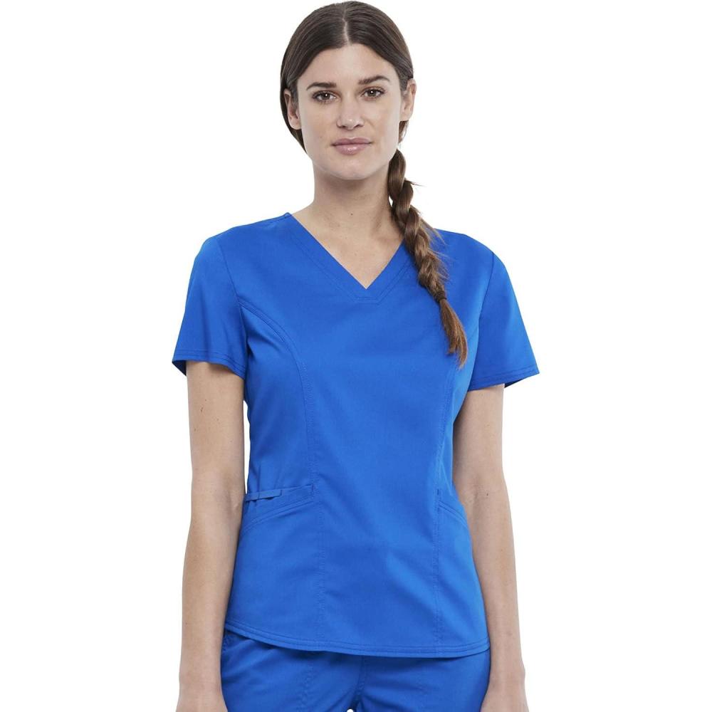 imageCherokee Scrubs for Women VNeck Scrub Top with 2 Pockets Ultra Soft Stretch Durable Easy Care Medical Uniform WW612Royal