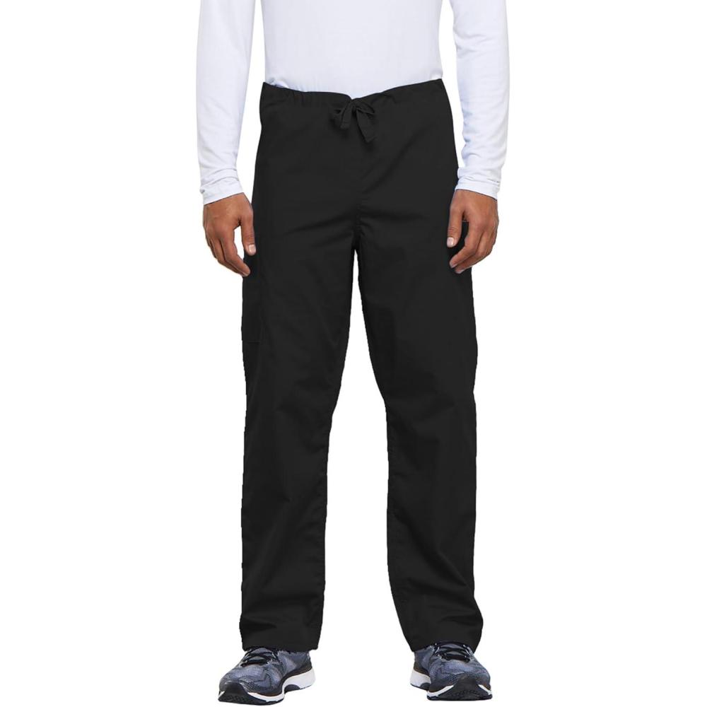 imageCherokee Unisex Scrub Pants for Men amp Women Drawstring Cargo Medical Uniform Straight Leg Nursing Scrub Bottoms 4100Black