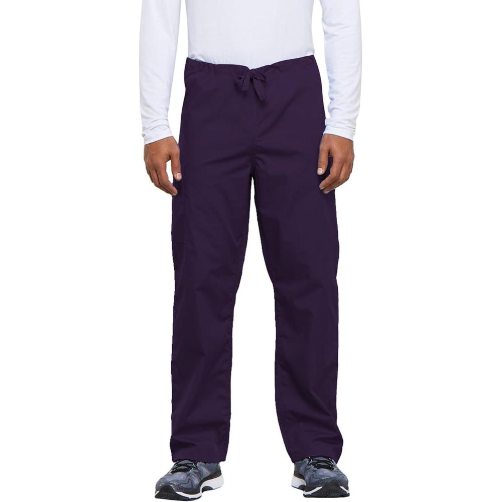 imageCherokee Unisex Scrub Pants for Men amp Women Drawstring Cargo Medical Uniform Straight Leg Nursing Scrub Bottoms 4100Eggplant