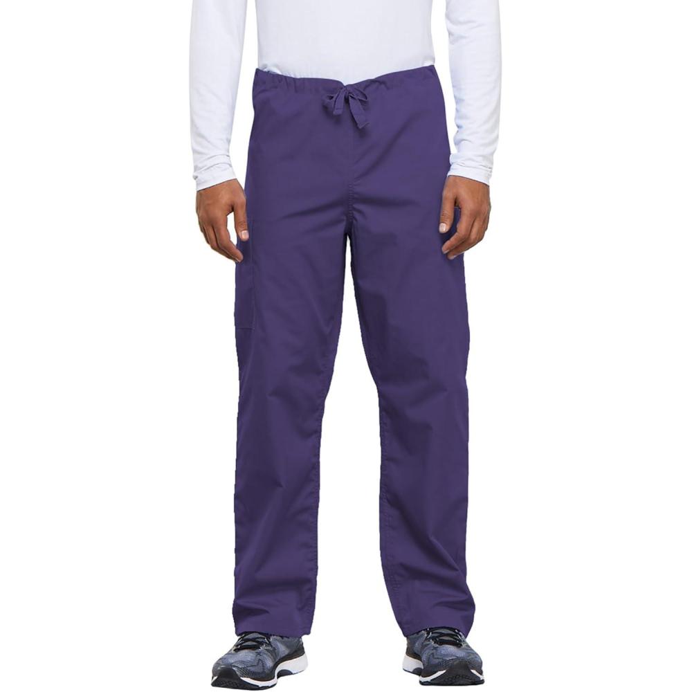 imageCherokee Unisex Scrub Pants for Men amp Women Drawstring Cargo Medical Uniform Straight Leg Nursing Scrub Bottoms  4100Grape