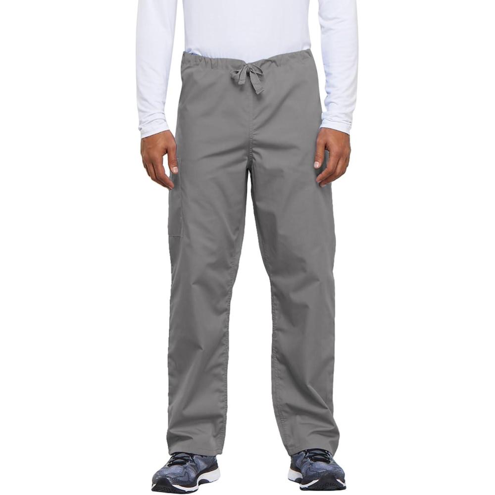 imageCherokee Unisex Scrub Pants for Men amp Women Drawstring Cargo Medical Uniform Straight Leg Nursing Scrub Bottoms 4100Grey