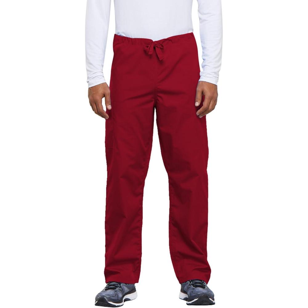 imageCherokee Unisex Scrub Pants for Men amp Women Drawstring Cargo Medical Uniform Straight Leg Nursing Scrub Bottoms  4100Red