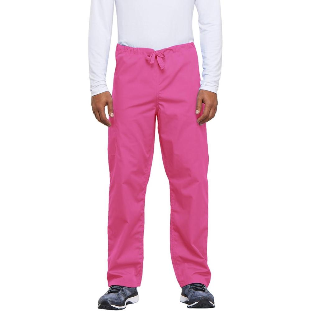 imageCherokee Unisex Scrub Pants for Men amp Women Drawstring Cargo Medical Uniform Straight Leg Nursing Scrub Bottoms 4100Shocking Pink