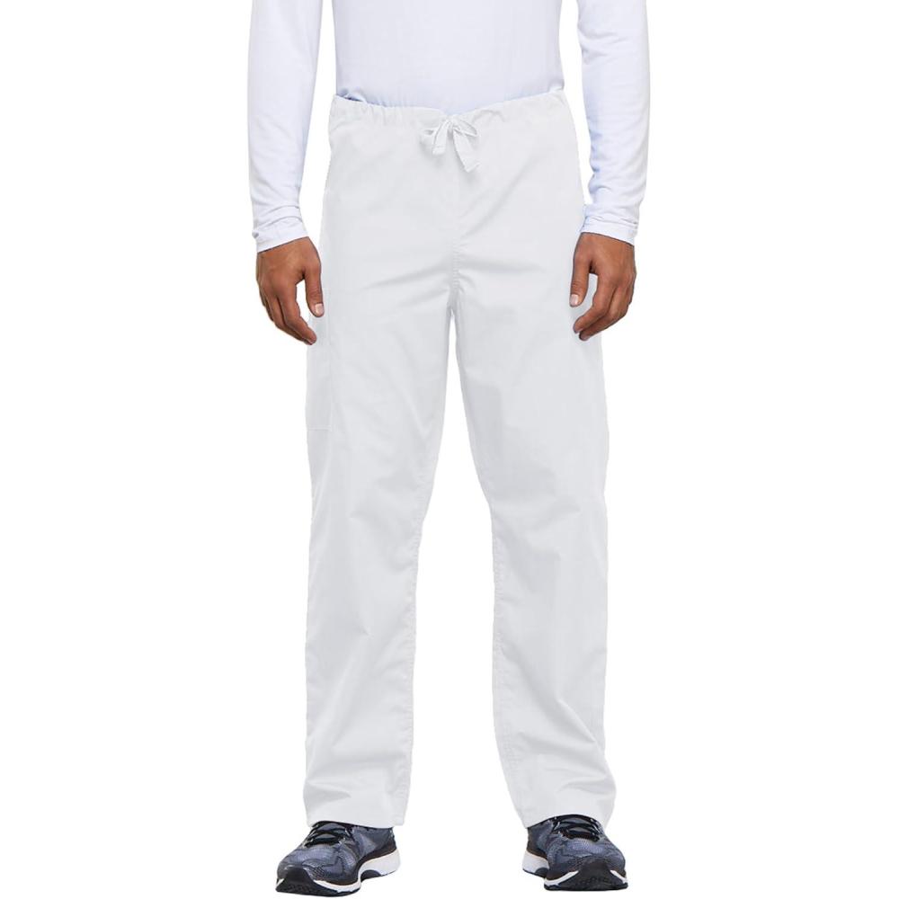 imageCherokee Unisex Scrub Pants for Men amp Women Drawstring Cargo Medical Uniform Straight Leg Nursing Scrub Bottoms 4100White