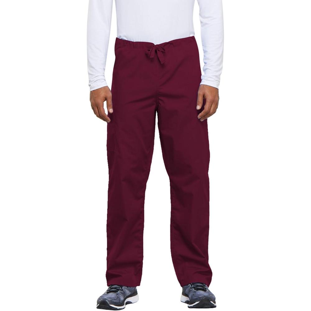 imageCherokee Unisex Scrub Pants for Men amp Women Drawstring Cargo Medical Uniform Straight Leg Nursing Scrub Bottoms 4100Wine