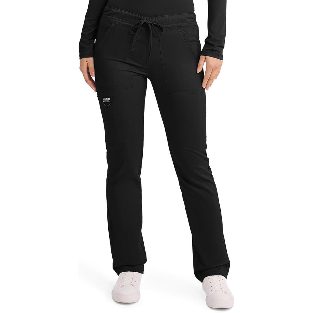 imageCherokee Unisex Scrub Pants for Men amp Women Tapered Leg Drawstring 4 Pocket Medical Uniform Easy Care 2Way Stretch WW020Black