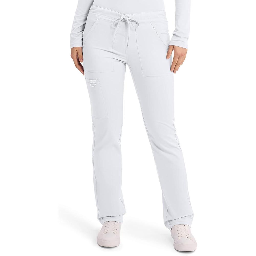 imageCherokee Unisex Scrub Pants for Men amp Women Tapered Leg Drawstring 4 Pocket Medical Uniform Easy Care 2Way Stretch WW020White