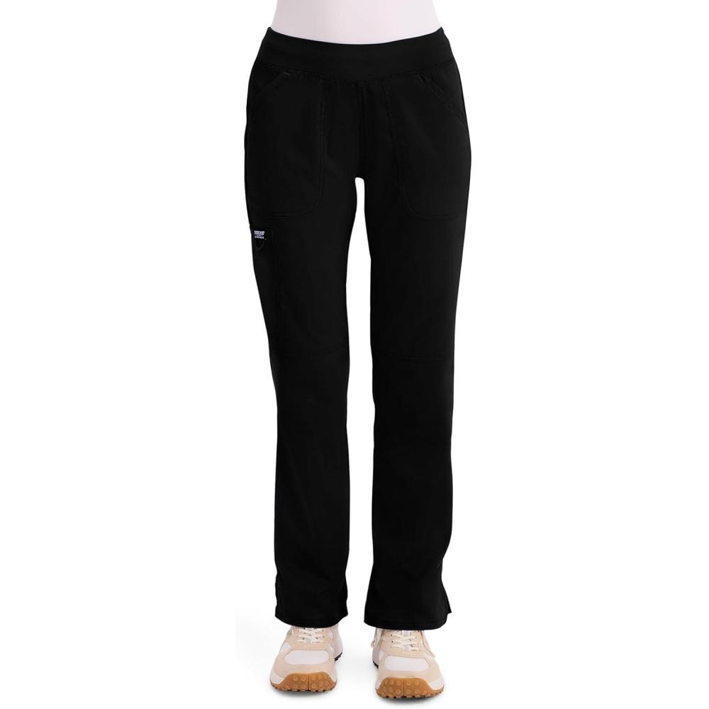 imageCherokee Women Scrub Pant with Straight Leg Pullon Pant Medical Bottom with 4 Pocket amp 2Way Stretch Fabric WW110Black