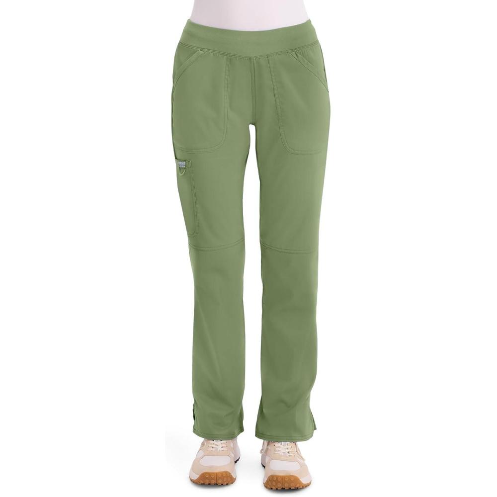 imageCherokee Women Scrub Pant with Straight Leg Pullon Pant Medical Bottom with 4 Pocket amp 2Way Stretch Fabric WW110Celery Green