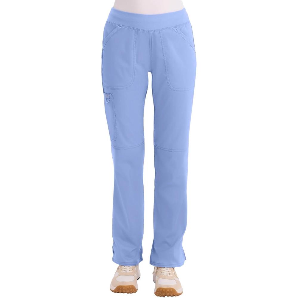 imageCherokee Women Scrub Pant with Straight Leg Pullon Pant Medical Bottom with 4 Pocket amp 2Way Stretch Fabric WW110Ciel Blue
