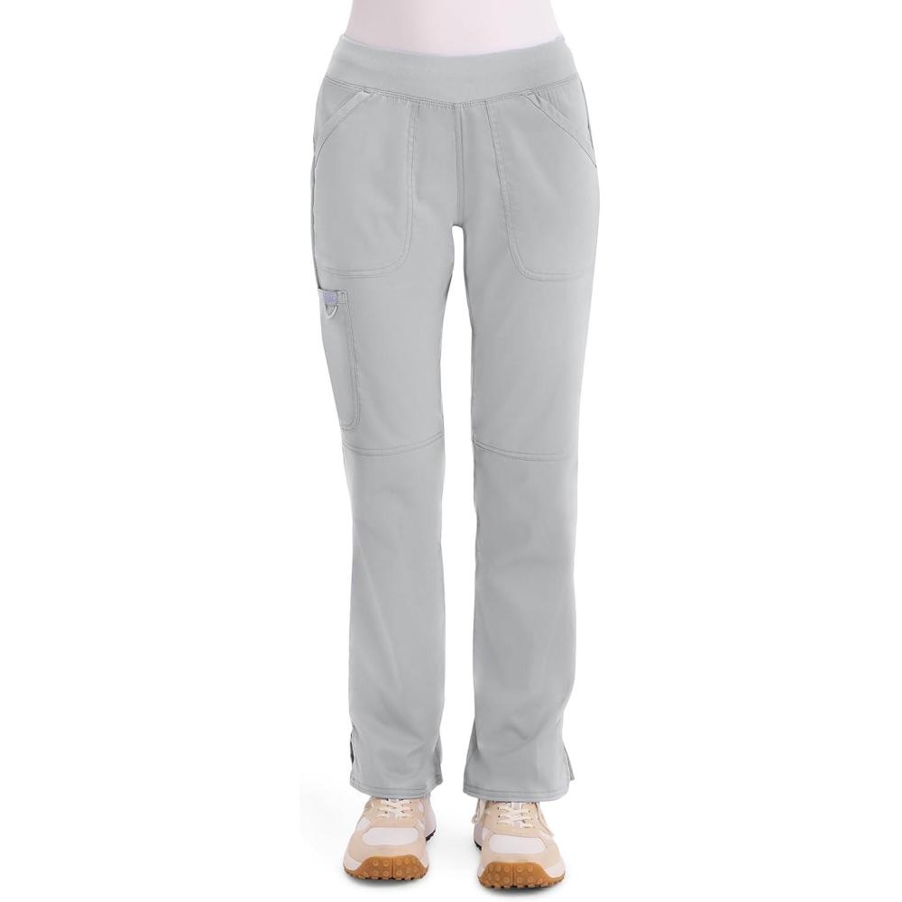 imageCherokee Women Scrub Pant with Straight Leg Pullon Pant Medical Bottom with 4 Pocket amp 2Way Stretch Fabric WW110Grey