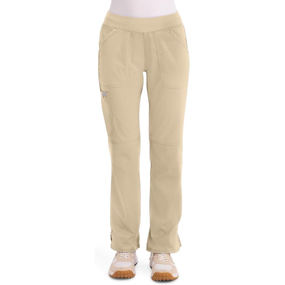 imageCherokee Women Scrub Pant with Straight Leg Pullon Pant Medical Bottom with 4 Pocket amp 2Way Stretch Fabric WW110Khaki