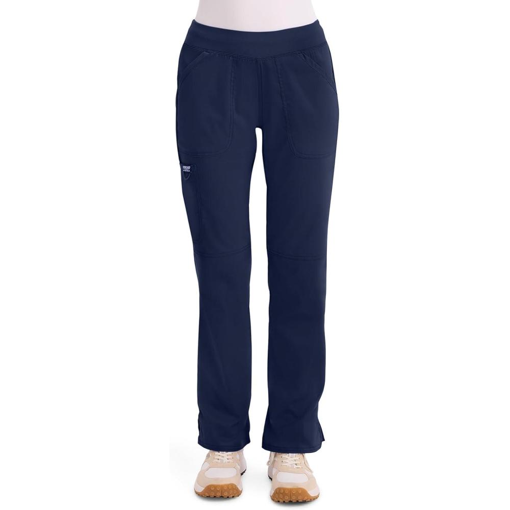 imageCherokee Women Scrub Pant with Straight Leg Pullon Pant Medical Bottom with 4 Pocket amp 2Way Stretch Fabric WW110Navy