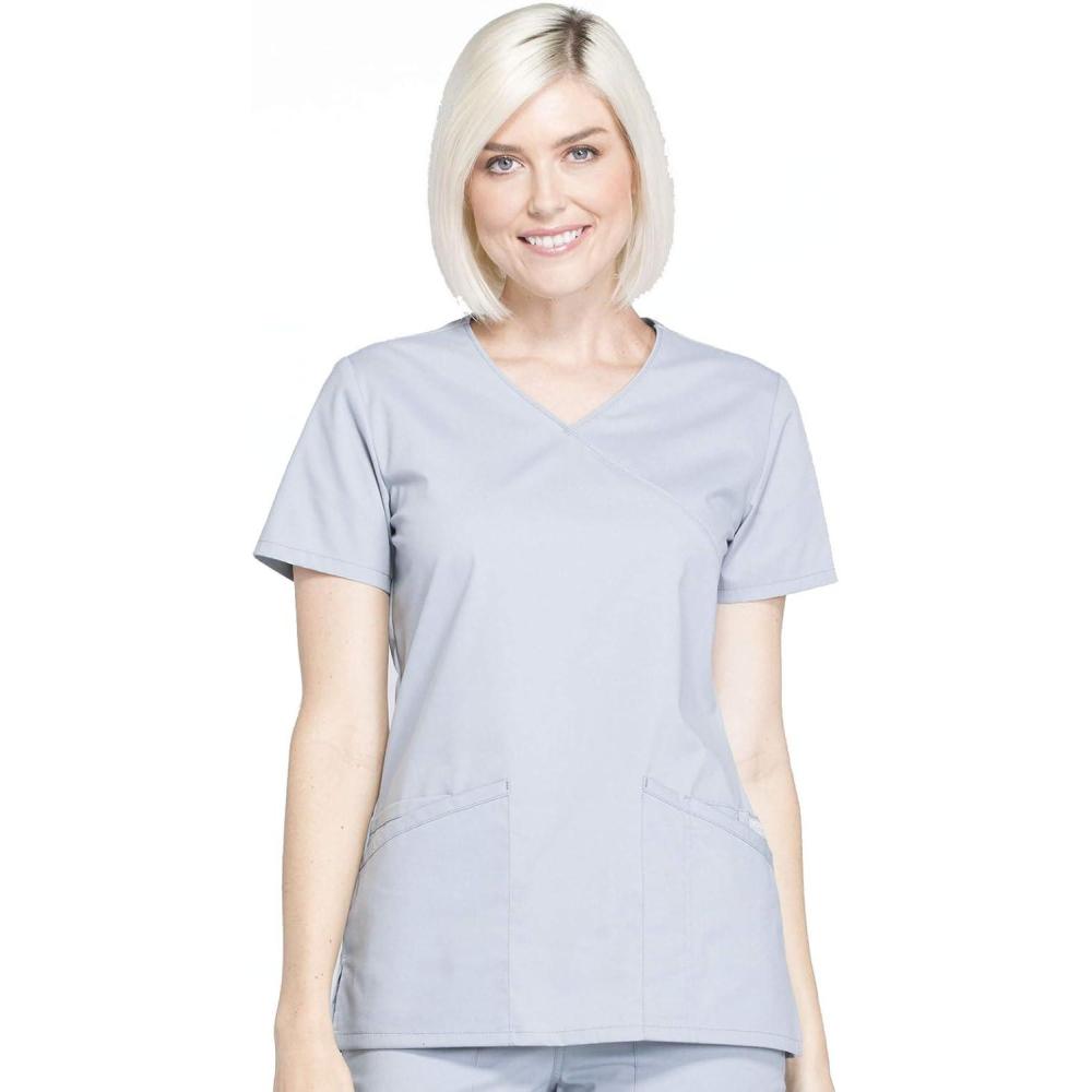imageCherokee Women Scrubs Top Workwear Professionals Mock Wrap WW655Grey