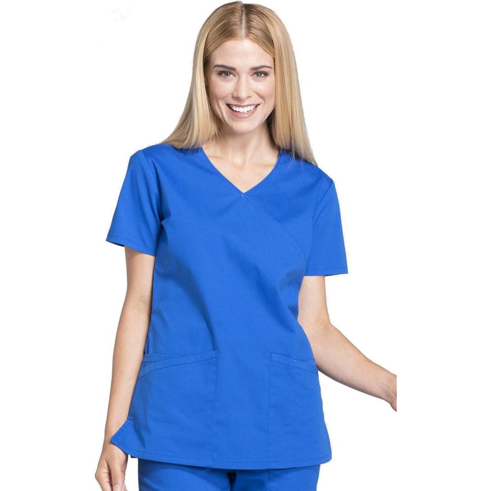 imageCherokee Women Scrubs Top Workwear Professionals Mock Wrap WW655Royal