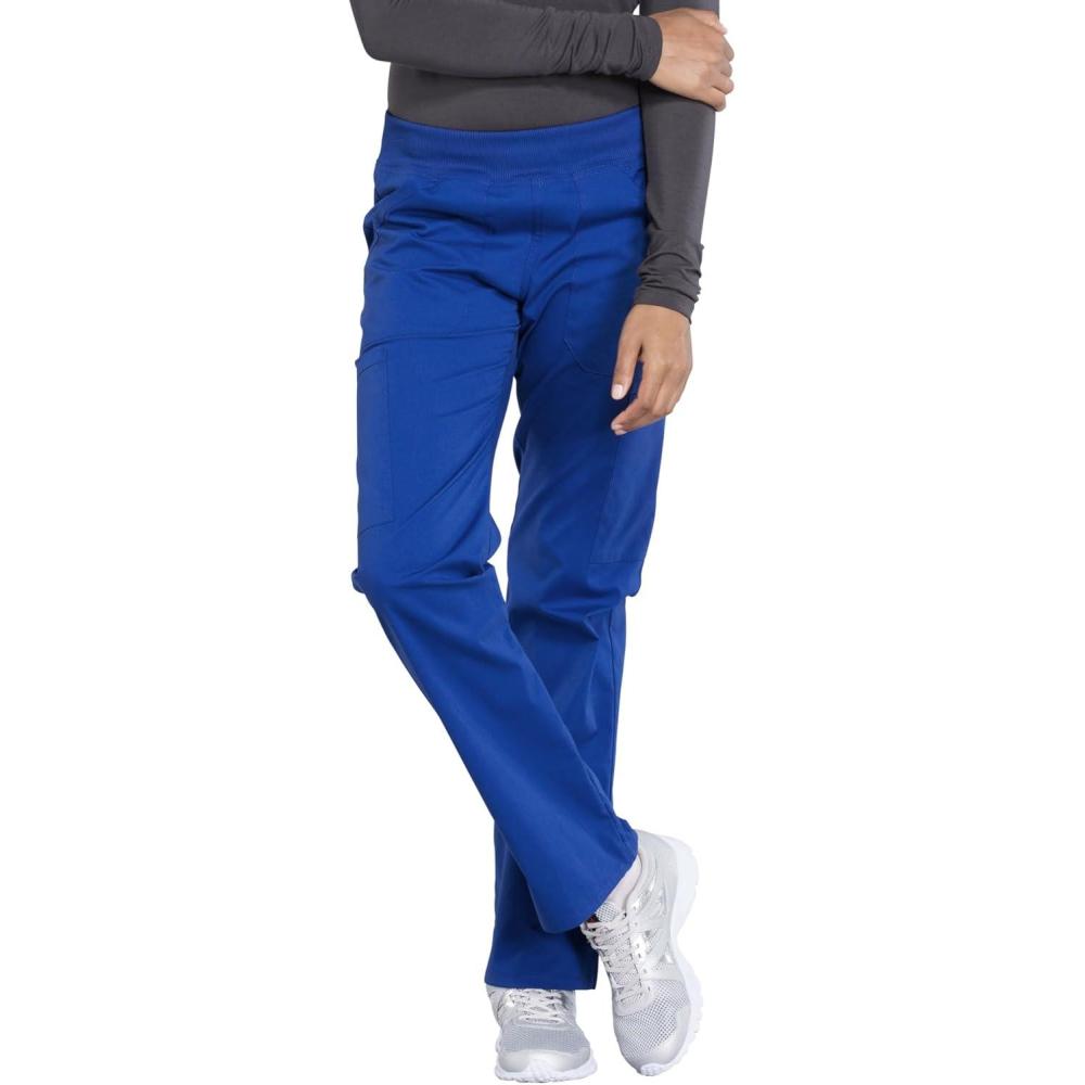 imageCherokee Womens Scrub Pants Mid Rise Straight Leg Pullon Cargo Pant with 6 Pockets amp 2Way Stretch Fabric WW170Galaxy Blue