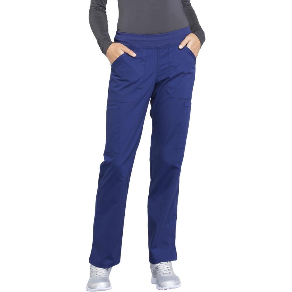 imageCherokee Womens Scrub Pants Mid Rise Straight Leg Pullon Cargo Pant with 6 Pockets amp 2Way Stretch Fabric WW170Navy
