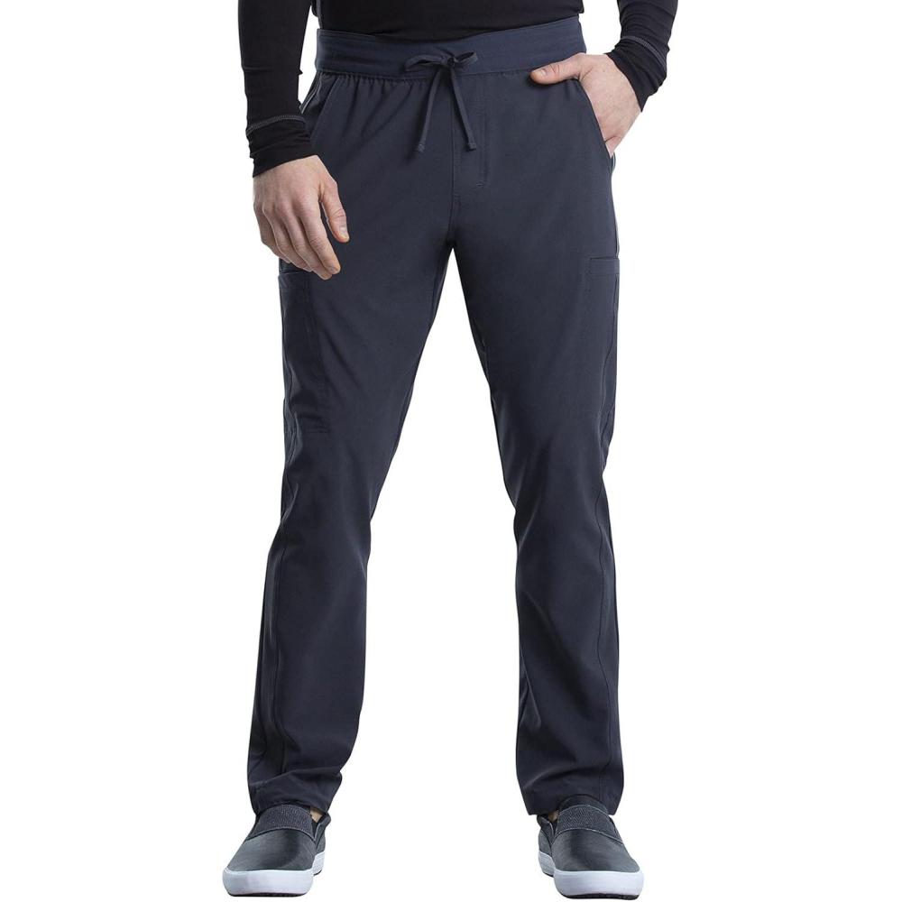 imageCherokee iFlex Men Scrubs Pant Tapered Leg Drawstring Cargo CK006Pewter