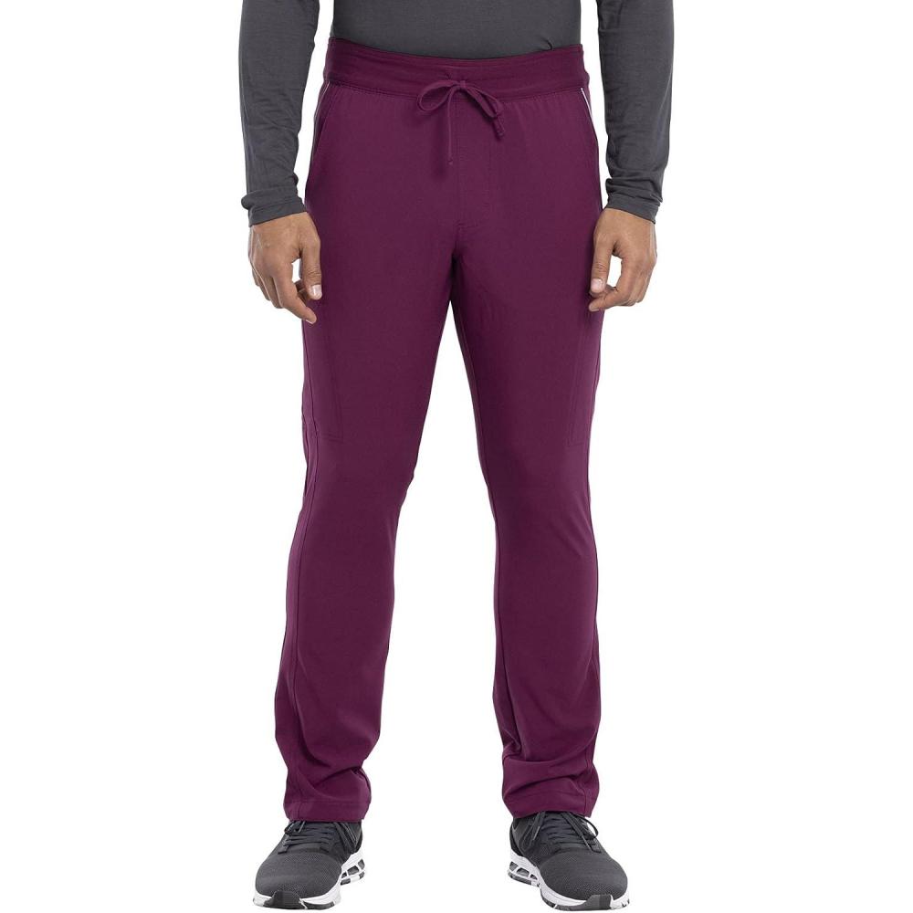 imageCherokee iFlex Men Scrubs Pant Tapered Leg Drawstring Cargo CK006Wine