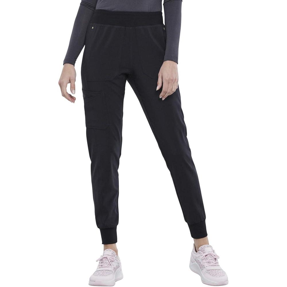 imageIflex Jogger Scrubs for Women YogaInspired Knit Waistband Scrub Pants CK011Black