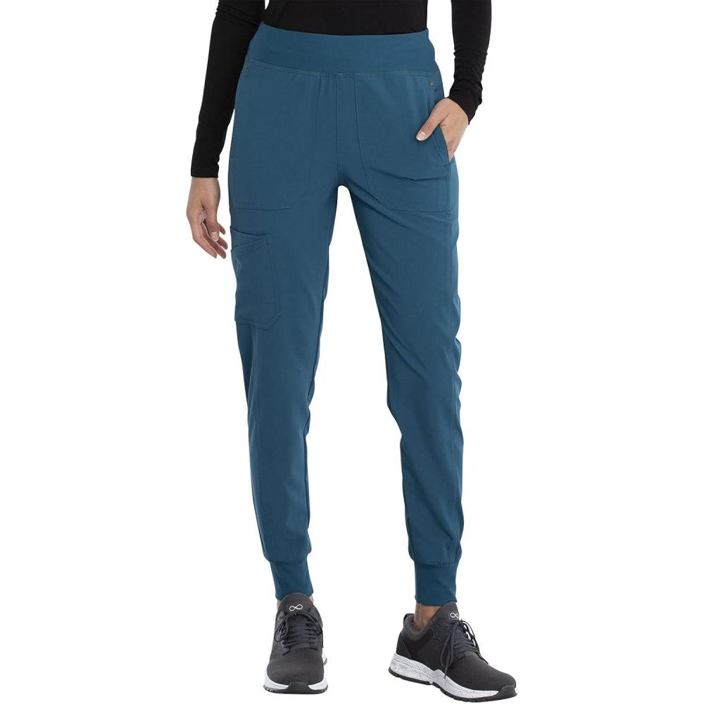 imageIflex Jogger Scrubs for Women YogaInspired Knit Waistband Scrub Pants CK011Caribbean Blue