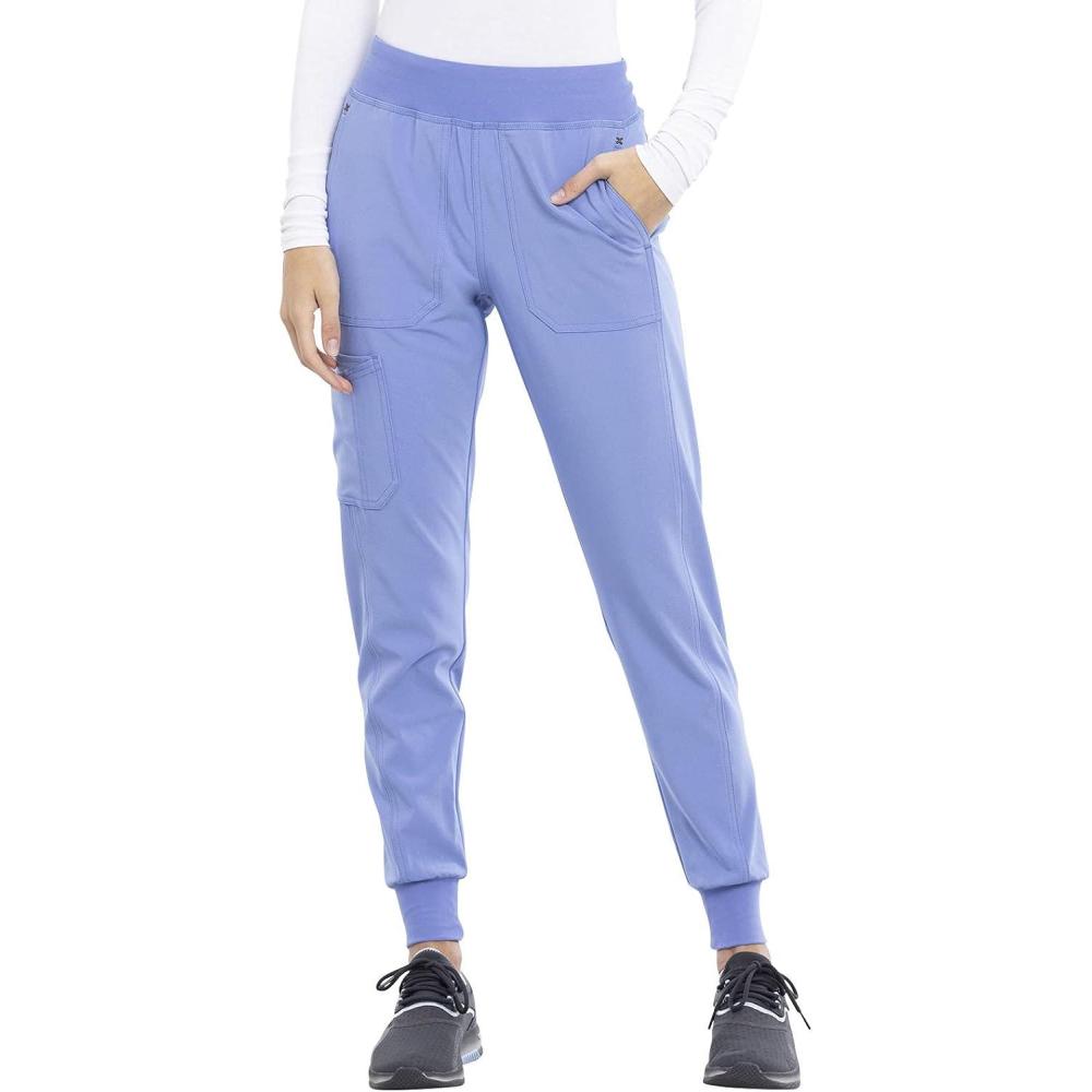 imageIflex Jogger Scrubs for Women YogaInspired Knit Waistband Scrub Pants CK011Ciel Blue