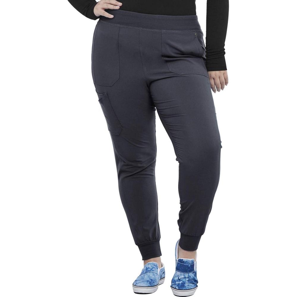 imageIflex Jogger Scrubs for Women YogaInspired Knit Waistband Scrub Pants CK011Pewter
