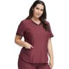 Cherokee Form Scrub Tops for Women, Stretchy V-Neck Knit Scrub Top – CK840(Cabernet)