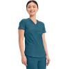 Cherokee Form Scrub Tops for Women, Stretchy V-Neck Knit Scrub Top – CK840(Caribbean Blue)