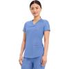 Cherokee Form Scrub Tops for Women, Stretchy V-Neck Knit Scrub Top – CK840(Ciel Blue)