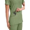 Cherokee Medical Women’s Scrub Top V-Neck Modern Classic Fit with 3 Pockets, Ultra Soft and 2-Way Stretch Fabric – WW620(Celery Green)