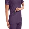 Cherokee Medical Women’s Scrub Top V-Neck Modern Classic Fit with 3 Pockets, Ultra Soft and 2-Way Stretch Fabric – WW620(Eggplant)