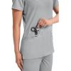 Cherokee Medical Women’s Scrub Top V-Neck Modern Classic Fit with 3 Pockets, Ultra Soft and 2-Way Stretch Fabric – WW620(Grey)