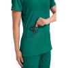 Cherokee Medical Women’s Scrub Top V-Neck Modern Classic Fit with 3 Pockets, Ultra Soft and 2-Way Stretch Fabric – WW620(Hunter Green)
